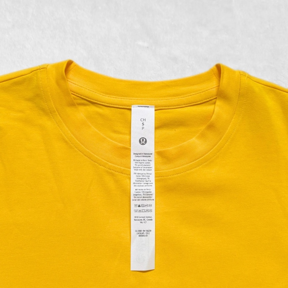 NWT Lululemon Organic Cotton Baby Tee – Yellow – Size S - Picture 5 of 7